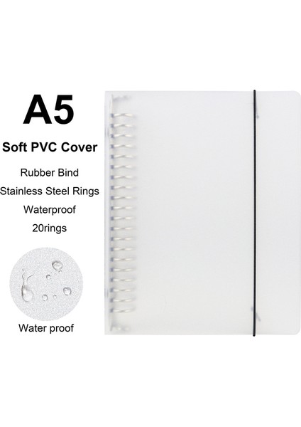 Whiteonlycover-A5 A4/b5/a5 Gevşek Yaprak Dolum Ciltli Defter Boş/çizgi/ızgara/cornell Değiştirilebilir Metal Halka Ofisokul Malzemeleri Kırtasiye (Yurt Dışından)