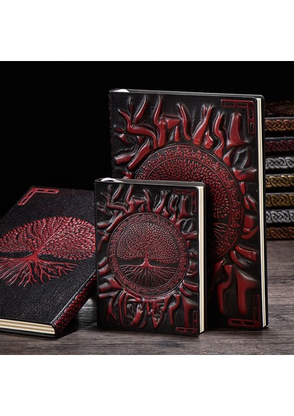 Şarap Kırmızısı Küçük A6 Vintage Hayat Ağacı A5/a6 Günlüğü Defter Dergileri El Sanatları Kabartmalı Deri Günlüğü Incil Kitabı Seyahat Planlayıcısı Okul Ofis Hediyesi (Yurt Dışından)