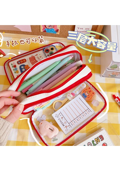 Sarı Tavşan 3 Katmanlı Büyük Kapasiteli Kalem Kutusu Kawaii Şeffaf Kalem Çantası Karikatür Pvc Su Geçirmez Kutu Kızlar Için Okul Malzemeleri Kırtasiye (Yurt Dışından) indirimleri