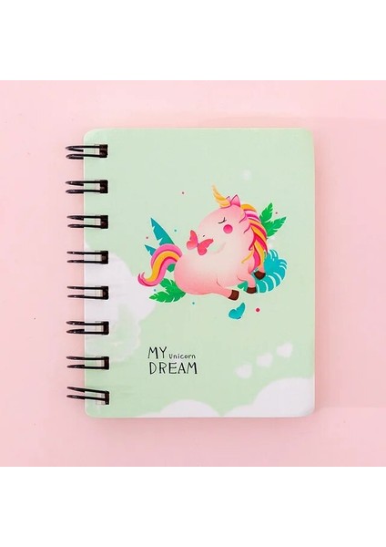 16 Unicorn A7 80 Sayfa Kore A7 Rollover Bobin Dizüstü Öğrenci Taşınabilir Mini Pocketbook Karikatür Not Defteri Ofis Okul Malzemeleri Dergiler Kawaii (Yurt Dışından)