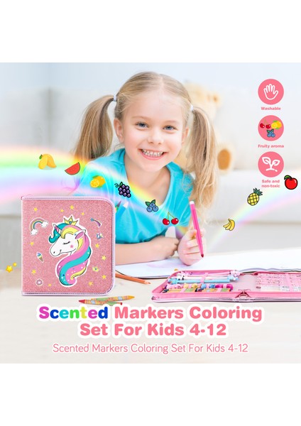 Denizkızı Seti Sevimli Unicorn Boyama Kalem Kutusu Seti Kızlar Için Büyük Kapasiteli Kalem Kutusu Taşınabilir Çocuk Kalem Çantası Okul Çantası Okul Malzemeleri Hediye (Yurt Dışından)