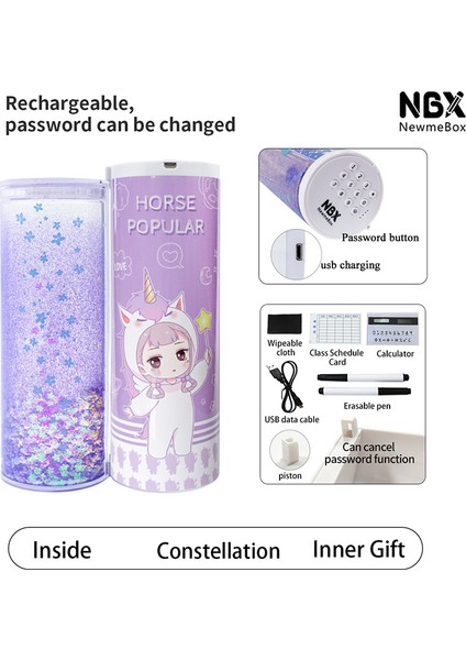Stil 2 Nbx Kawaii Unicorn Kalem Kutuları Büyük Hesap Makinesi Kalem Kutusu Okul Malzemeleri Elektronik Kilitler Kalem Kutusu Sevimli Kırtasiye Kalem Kutusu (Yurt Dışından)