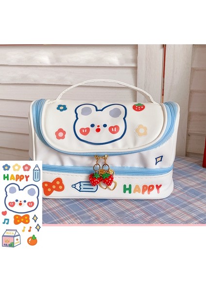 OSS23265RD Yeni Kawaii Kalem Çantası Kalem Kutuları 2 Katmanlı Yüksek Kapasiteli Kalemler Kılıfı Ücretsiz 1 Pc Kendi Başına Yap Çıkartma Okul Kırtasiye Kız Hediye (Yurt Dışından) indirimleri