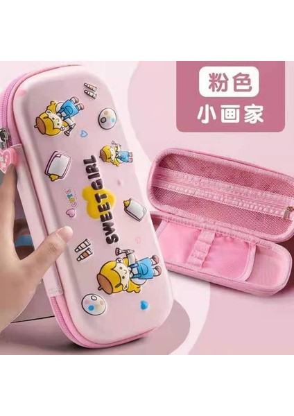 Küçük Pembe Ressam Kalem Kutusu Kawaii Okul Kalem Kutuları Kırtasiye Estuche 3D Uzay Kalem Kutusu Unicorn Okul Malzemeleri Trousse Scolaire Kalem Kutusu (Yurt Dışından)
