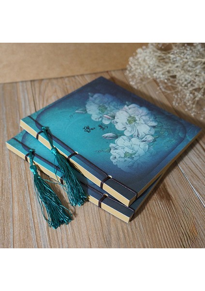 Çin Tarzı Mavi Gül Renk Günlüğü Not Defteri Püskül Kırtasiye Retro Çiçek Sketchbook Dergisi Boş Dizüstü Chinoiserie (Yurt Dışından)