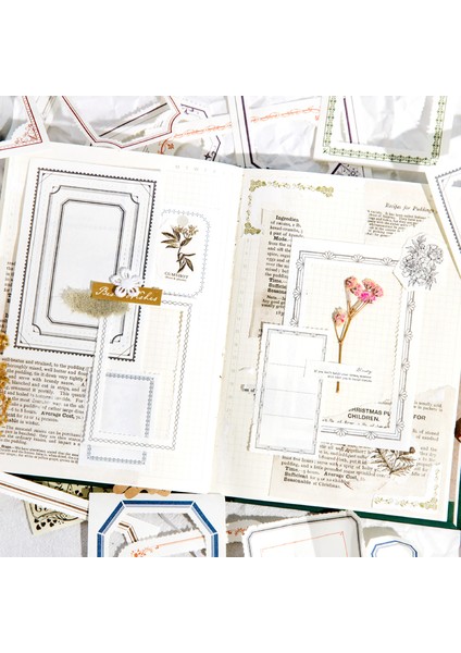B Shanbu 50 Sayfa Retro Çerçeve Serisi Bloknotlar Hafif Kağıt Deco Scrapbooking Vintage Malzeme Kağıt Kolaj Önemsiz Günlük Fotoğraf (Yurt Dışından) fırsatları