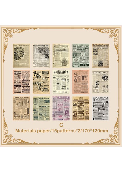 C Journamm 30 Adet/paket Vintage Gazete Malzemeleri Kağıt Dıy Scrapbooking Deco Önemsiz Dergisi Planlayıcısı Kolaj Fotoğraf Albümü Kraft El Işi Kağıdı (Yurt Dışından)