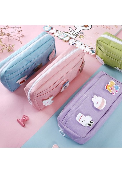 Menekşe Mor Kawaii Mor Kanvas Kalem Kutusu Sevimli Hayvan Rozeti Pembe Kalem Kutuları Büyük Okul Kalem Çantaları Kızlık Kız Kırtasiye Malzemeleri (Yurt Dışından) fiyatları