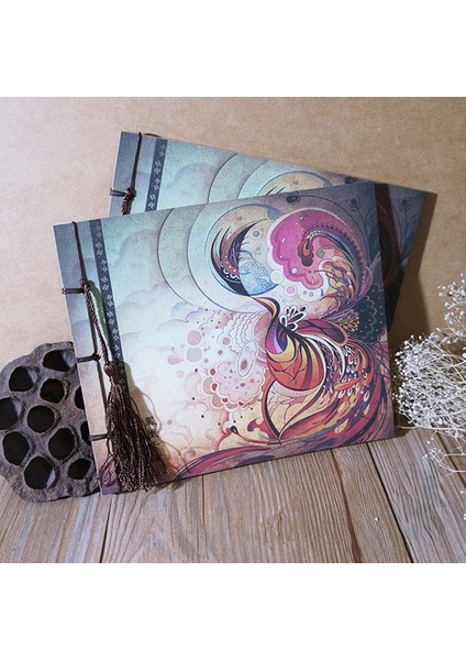 H Çin Tarzı Mavi Gül Renk Günlüğü Not Defteri Püskül Kırtasiye Retro Çiçek Sketchbook Dergisi Boş Dizüstü Chinoiserie (Yurt Dışından)