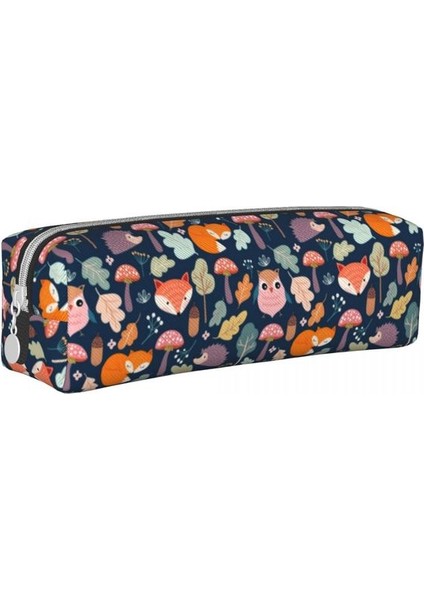 18 Folly Fox Baskı Kare Kalem Kutusu Woodland Çiçek Kırtasiye Moda Deri Kalem Kutusu Erkek Kız Fermuarlı Kalem Çanta (Yurt Dışından)