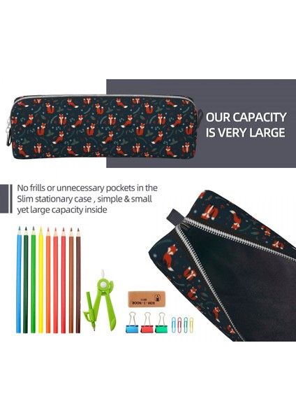 18 Folly Fox Baskı Kare Kalem Kutusu Woodland Çiçek Kırtasiye Moda Deri Kalem Kutusu Erkek Kız Fermuarlı Kalem Çanta (Yurt Dışından) fırsatları