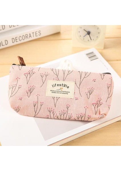 Pembe 1 Parça Sıcak Satış Yeni Ürün Çiçek Kalem Tuval Kutusu Kozmetik Makyaj Alet Çantası Çiçek Öğrenci Kalem Kutusu (Yurt Dışından)