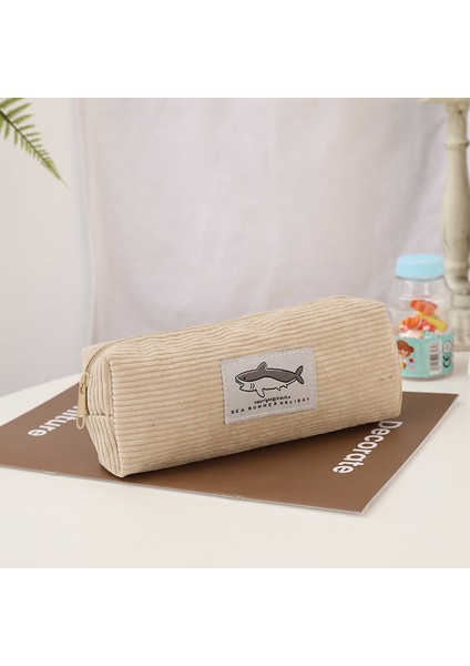 Bej Köpekbalığı Kalem Kutusu Kadife Kalem Kutusu Kawaii Kırtasiye Durumda Büyük Kapasiteli Kalem Kutusu Durumda Okul Malzemeleri Kalem Çantası (Yurt Dışından)