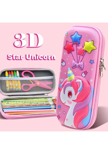 Yıldız Unicorn 3D Büyük Kapasiteli Unicorn Kalem Kutusu Kawaii Sevimli Kalem Kutusu Çanta Kılıfı Okula Dönüş Malzemeleri Organizatör Kore Japon Kırtasiye (Yurt Dışından)