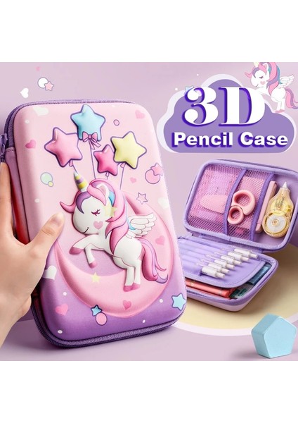 Yıldız Unicorn 3D Büyük Kapasiteli Unicorn Kalem Kutusu Kawaii Sevimli Kalem Kutusu Çanta Kılıfı Okula Dönüş Malzemeleri Organizatör Kore Japon Kırtasiye (Yurt Dışından)