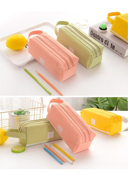 Pembe Kız Sevimli Kalem Kutusu Kalem Büyük Kapasiteli Kumaş Saklama Çantası 2 Bölmeli Makyaj Bozuk Para Cüzdanı Okul Ofis Kırtasiye Malzemeleri (Yurt Dışından) indirimleri