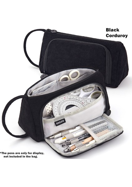 Siyah Kadife Angoo [saf] Renkli Kalem Kutusu, Çok Yuvalı Kalem Çantası, Kırtasiye Kozmetik Seyahat Cüzdanı Için Büyük Depolama Kılıfı Organizatör A6443 (Yurt Dışından)