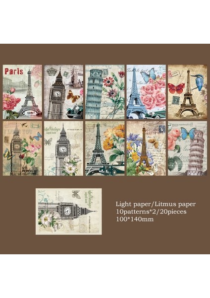 E Journamm 20 Adet/paket Vintage Malzemeler Turnusol Kağıdı Dekor Kırtasiye Dıy Scrapbooking Kolaj Günlük Tutma Estetik Kraft El Işi Kağıdı (Yurt Dışından)