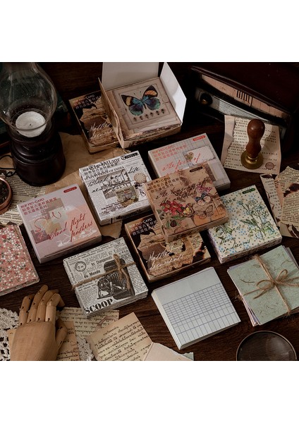H Yoofun 100 Adet/paket Vintage Bloknotlar Retro Çiçek Kelebek Malzeme Kağıt Scrapbooking Dergisi Günlüğü Dekorasyon Kolaj Dıy (Yurt Dışından)