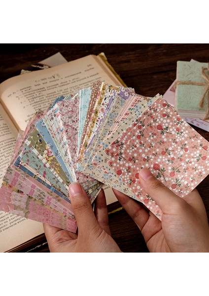 H Yoofun 100 Adet/paket Vintage Bloknotlar Retro Çiçek Kelebek Malzeme Kağıt Scrapbooking Dergisi Günlüğü Dekorasyon Kolaj Dıy (Yurt Dışından)