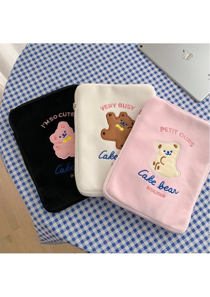 Pembe Milkjoy Karikatür Ayı Çanta 10.5 11 Inç Mac ipad Durumda Tutucu Sevimli Kore Moda Okul Organizatör Dosya Çantaları Studnet Hediye (Yurt Dışından) fiyatları