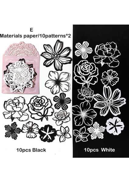 E Journamm 20 Adet/paket Oymak Kraft El Işi Kağıdı Esth Çiçek Pencere Kolaj Önemsiz Dergisi Dıy Scrapbooking Siyah Beyaz Malzemeler Kağıt (Yurt Dışından)