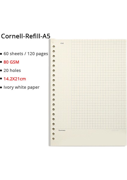 Cornell Dolum A5 Gevşek Yaprak Defter A5/b5/a4 Halka Bağlayıcı Süt Kağıdı Dolum 60 Sayfa Klasör Okul Malzemeleri Planlayıcısı Aksesuarları Kırtasiye (Yurt Dışından)