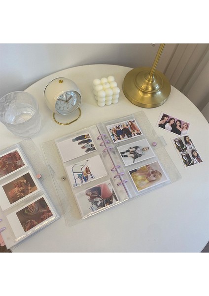 Bling Pembe-5 Adet Çanta Skysonıc 3 Inç Acıbadem Kurabiyesi Bağlayıcı Albümü Fotoğrafları Kapak Gevşek Yaprak Yumuşak Kabuk 5 Adet Refil Çanta ile Kart Tutucu Organizatör Kitap (Yurt Dışından) indirimleri