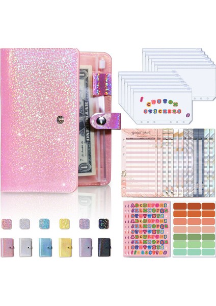 Pembe 2022 A6 Bütçe Bağlayıcı Dizüstü Nakit Zarflar Bağlayıcı Cepler ile Set Para Bütçe Tasarrufu Fatura Organizatör (Yurt Dışından)