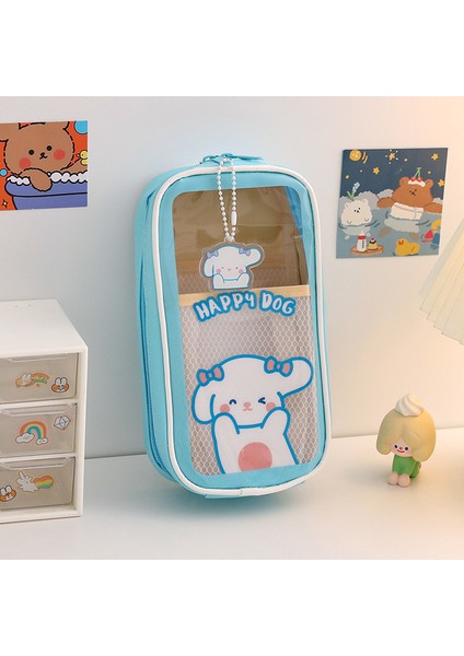 Köpek Kawaii Kırtasiye Kalem Kutusu Kızlar Için Şeffaf Okul Kalem Kutuları Trousse Scolaire Kız Okul Seti Sevimli Kore Kırtasiye (Yurt Dışından)