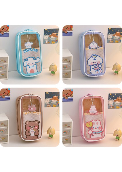 Köpek Kawaii Kırtasiye Kalem Kutusu Kızlar Için Şeffaf Okul Kalem Kutuları Trousse Scolaire Kız Okul Seti Sevimli Kore Kırtasiye (Yurt Dışından) modelleri