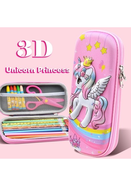 Unicorn Prenses 3D Büyük Kapasiteli Unicorn Kalem Kutusu Kawaii Sevimli Kalem Kutusu Çanta Kılıfı Okula Dönüş Malzemeleri Organizatör Kore Japon Kırtasiye (Yurt Dışından)
