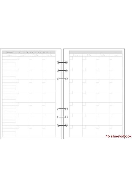 Aylık Planlayıcı A5 A5 A6 Keçe Kabuk Kumaş Defter Gevşek Yaprak Defter Kağıdı Planlayıcısı Iç Sayfa Telli Defter Kırtasiye Hediye Gezgin Dergisi (Yurt Dışından)