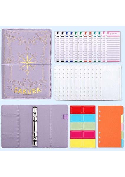 Standart Set A6 Bağlayıcı Bütçe Planlayıcısı Defter Bronzlaştırıcı Klasör Kapakları 6 Delikli Bağlayıcı Cepler Plastik Bağlayıcı Fermuar Para Tasarruf Zarfı (Yurt Dışından)