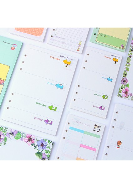 Kırmızı A5 40 Sayfa/paket A6 A5 Renkli Yedekler Spiral Defter Iç Sayfalar 6 Delik Gevşek Yaprak Diario Cilt Kağıdı Planlayıcı Dolgu Kağıdı (Yurt Dışından) modelleri