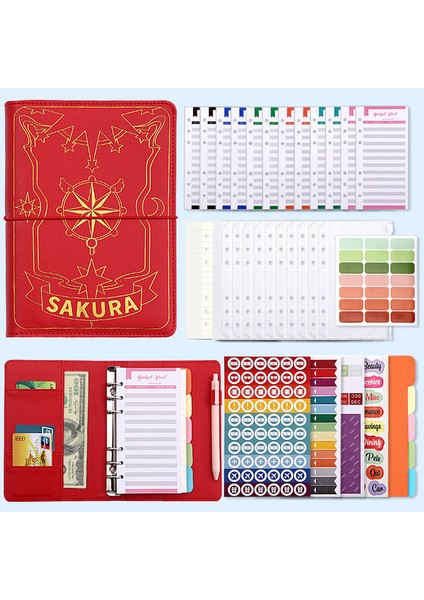 Kırmızı B Seti A6 Bronzlaştırıcı Bağlayıcı Bütçe Planlayıcısı Defter Nakit Zarf Bağlayıcı Bütçe Para Tasarrufu Zarflar Klasörü 6 Delikli Bağlayıcı Cepler (Yurt Dışından)