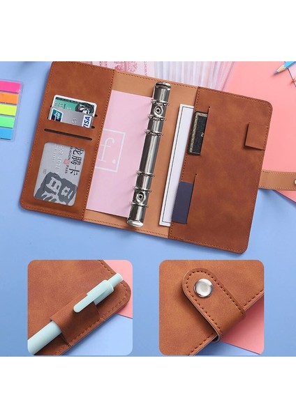 Gök Mavisi A6 Pu Deri Defter Bütçe Bağlayıcı 6 Fermuar Kese Sayfaları Doldurulabilir 6 Halka Gevşek Yaprak Kişisel Planlayıcı Bağlayıcı Çıkartmalar (Yurt Dışından) modelleri