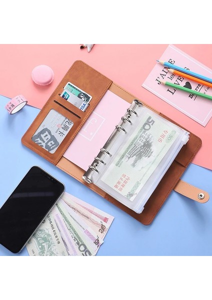 Gök Mavisi A6 Pu Deri Defter Bütçe Bağlayıcı 6 Fermuar Kese Sayfaları Doldurulabilir 6 Halka Gevşek Yaprak Kişisel Planlayıcı Bağlayıcı Çıkartmalar (Yurt Dışından) fırsatları