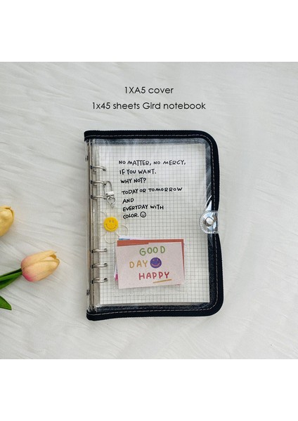 A5 Set Siyah-Süt Sharkbang A5 A6 Günlük Defter Seti Fotoğraf Toplama Kitap Seti Glitter Şeffaf Ingilizce Kapak Fotoğraf Albümü Defterler Malzemeleri (Yurt Dışından)
