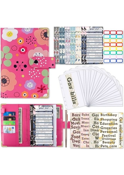 Çiçekler A6 Kelebek Kabartma Planlayıcısı Bağlayıcı Iç Sayfa Fermuarlı Zarflar Nakit Zarflar Bütçeleme Para Organizatör Nakit Budgetbinder (Yurt Dışından)