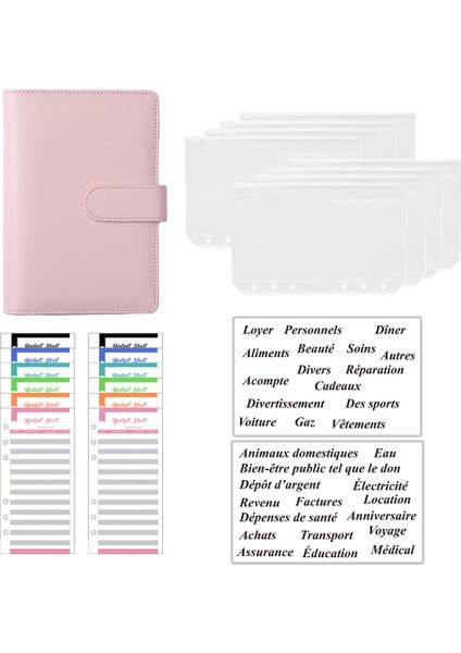 Pvc Papatya Pembe A6 Pu Deri Defter A6 Bağlayıcı Dıy Bütçe Planlayıcısı Organizatör 8 Fermuar Cepler 12 Adet Bütçe Sayfası 2 Adet Fransız Alfabesi Çıkartmalar (Yurt Dışından)