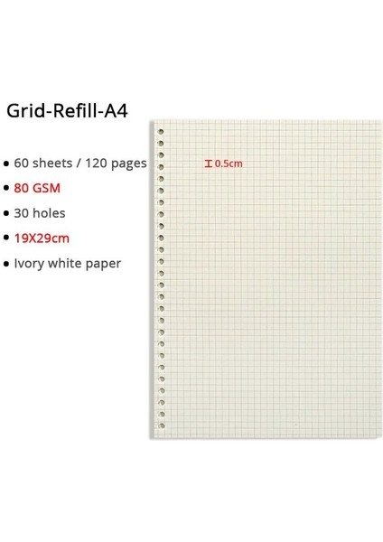 Izgara Dolum A4 Gevşek Yaprak Defter A5/b5/a4 Halka Bağlayıcı Süt Kağıdı Dolum 60 Sayfa Klasör Okul Malzemeleri Planlayıcısı Aksesuarları Kırtasiye (Yurt Dışından)