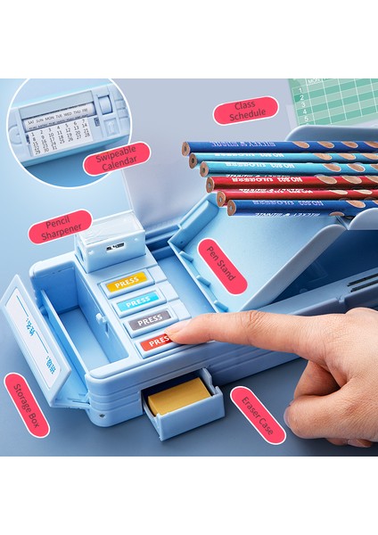 S Bir Kalem Kutusu Yaratıcı Çok Fonksiyonlu Otomatik Kalem Kutusu Kawaii Erkek Kız Çocuk Büyük Kapasiteli Kırtasiye Kutusu Papeleria Okul Malzemeleri (Yurt Dışından) indirimleri