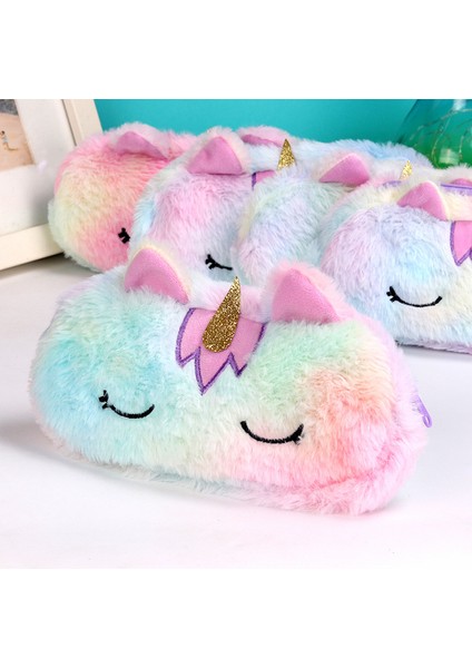 B Sevimli Karikatür Kalem Kutusu Peluş Unicorn Kırtasiye Çantası Yaratıcı Öğrenme Kırtasiye Kawaii Kalem Kutusu Saklama Çantası (Yurt Dışından)