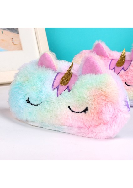 B Sevimli Karikatür Kalem Kutusu Peluş Unicorn Kırtasiye Çantası Yaratıcı Öğrenme Kırtasiye Kawaii Kalem Kutusu Saklama Çantası (Yurt Dışından)