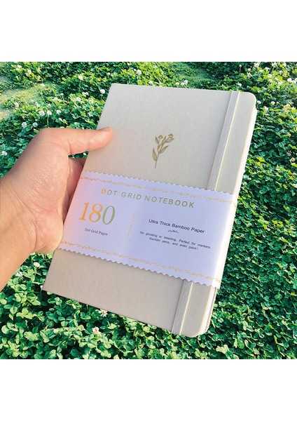 Krem 180GSM Bambu Kağıdı 180GSM Noktalı Defter Nokta Izgara Dergisi Suluboya Eskiz Defteri Kalınlaşmak Bambu Kağıdı 160 Sayfa 5X5MM Su Geçirmez Kumaş Ciltli (Yurt Dışından)
