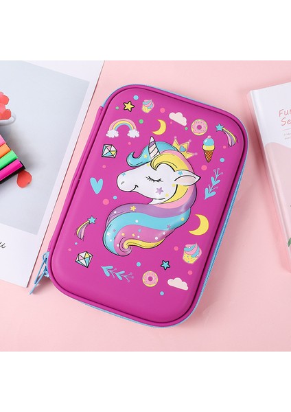 A3 3D Unicorn Kalem Kutusu Okul Sevimli Kalem Kutusu Eva Sert Kabuk Kalem Kutusu Kızlar Kalem Çantası Öğrenci Kalem Çantası Karikatür Kawaii Kırtasiye (Yurt Dışından)