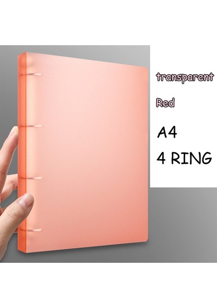 Şeffaf Kırmızı Klasör A4 4 Halka A4 D Tipi 4 Halka Pp Yumuşak Kapak Bağlayıcı Büyük Kapasiteli Kart Defteri 6×4 10×15 Fotoğraf Albümü Bütçe Kartpostal Dosya Koruyucu Karalama Defteri (Yurt Dışından)