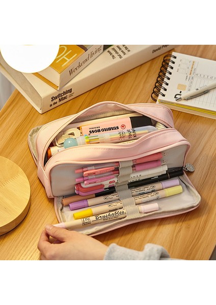 Yıldız Angoo Sevimli Kalem Kutusu Tuval Kızlar Için Macaron Kalem Kutusu Çok Katmanlı Okul Çantası Kawaii Kalem Kutusu Kalem Çantası Depolama Kırtasiye (Yurt Dışından) indirimleri