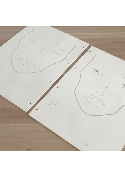 Avrupa Gevşek Yapraklı A4 Makyaj Sanatçısı Yüz Tabloları Makyajlı Facechart Çizimi, 30 Yaprak Kağıt (Yurt Dışından)